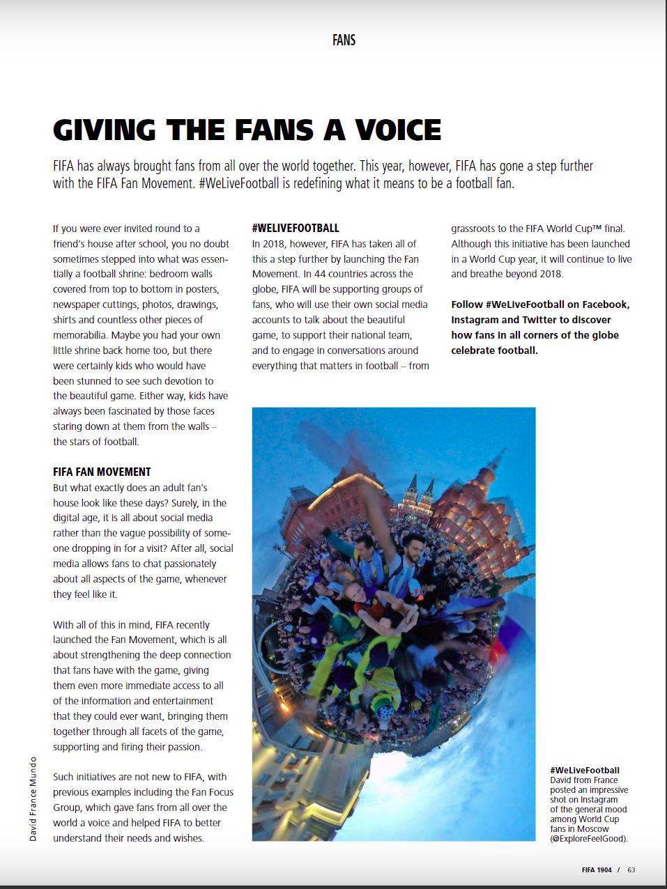FIFA 1904 - The future is here - "Giving fans a voice" article